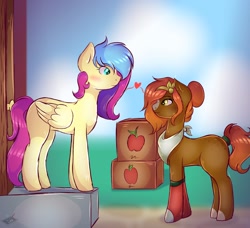 Size: 2048x1868 | Tagged: safe, artist:emyart18, oc, oc only, pony, duo, female, looking at each other, mare