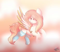 Size: 2048x1792 | Tagged: safe, artist:emyart18, oc, oc only, pony, clothes, female, flying, mare, socks, solo