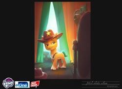 Size: 1304x950 | Tagged: safe, imported from derpibooru, hitch trailblazer, earth pony, pony, colt, colt hitch trailblazer, concept art, foal, g5, hat, male, my little pony: make your mark, official, solo, unshorn fetlocks, winter wishday, younger
