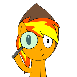 Size: 2248x2248 | Tagged: safe, artist:johnnybro288, imported from derpibooru, oc, oc only, oc:firey ratchet, pegasus, detective, fedora, hat, looking at you, magnifying glass, male, simple background, transparent background
