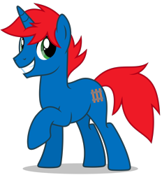 Size: 4022x4327 | Tagged: safe, artist:creedyboy124, imported from derpibooru, oc, oc only, oc:train track, pony, unicorn, happy, horn, male, simple background, smiling, stallion, stallion oc, unicorn oc