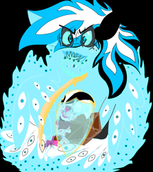 Size: 1600x1800 | Tagged: safe, artist:david_bal'air, imported from derpibooru, oc, oc:known pony, oc:lightzy, anthro, seraph, angel, angry, biblically accurate angels, bleeding, blood, blue fire, comforting, crappy art, crate, crying, fire, furious, guardian angel, halo, injured, multiple eyes, multiple wings, protecting, shield, spread wings, sword, tears of pain, teeth, weapon, wings