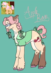 Size: 1431x2048 | Tagged: safe, artist:whimday, imported from derpibooru, apple rose, earth pony, pony, alternate design, bow, braid, clothes, female, glasses, hair bow, mare, screencap reference, solo, tail, tail bow, unshorn fetlocks