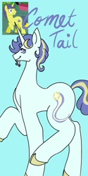 Size: 1026x2048 | Tagged: safe, artist:whimday, imported from derpibooru, comet tail, pony, unicorn, alternate design, facial hair, goatee, horn, male, screencap reference, solo, stallion