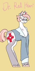 Size: 1026x2048 | Tagged: safe, artist:whimday, imported from derpibooru, nurse redheart, earth pony, pony, alternate design, clothes, female, hat, mare, nurse hat, shirt, solo, unshorn fetlocks