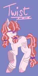 Size: 1026x2048 | Tagged: safe, artist:whimday, imported from derpibooru, twist, earth pony, pony, alternate design, anatomically incorrect, female, glasses, incorrect leg anatomy, solo