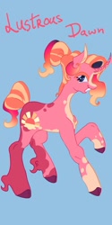 Size: 1026x2048 | Tagged: safe, artist:whimday, imported from derpibooru, luster dawn, pony, unicorn, alternate design, curved horn, female, fetlock tuft, horn, mare, solo