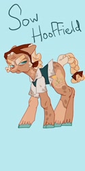 Size: 1026x2048 | Tagged: safe, artist:whimday, imported from derpibooru, ma hooffield, earth pony, pony, alternate design, braid, braided tail, clothes, female, hooffield family, mare, solo, tail