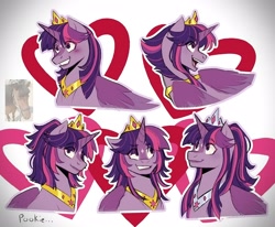 Size: 2430x2000 | Tagged: safe, artist:slapearl, imported from derpibooru, twilight sparkle, alicorn, pony, alternate hairstyle, blushing, coat markings, crown, cute, eye clipping through hair, eyebrows, eyebrows visible through hair, facial markings, female, grin, heart, jewelry, lightly watermarked, mare, markings, open mouth, peytral, ponytail, redesign, regalia, short hair, short hair twilight sparkle, smiling, solo, star (coat marking), tiara, twiabetes, twilight sparkle (alicorn), watermark