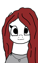 Size: 600x1000 | Tagged: safe, artist:1611volk, imported from derpibooru, oc, oc only, oc:marewifejak, jewelry, meme, ms paint, necklace, red hair, simple background, white background, wifejak, wojak