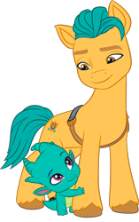 Size: 2392x3808 | Tagged: safe, imported from derpibooru, hitch trailblazer, dragon, earth pony, pony, .ai available, .svg available, baby, baby dragon, duo, duo male, g5, g5 brand assets, male, official, simple background, smiling, sparky sparkeroni, stallion, svg, transparent background, unshorn fetlocks, vector