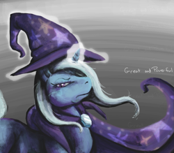 Size: 1059x928 | Tagged: safe, artist:kimardt, imported from derpibooru, trixie, pony, unicorn, 2012, cape, clothes, female, great and powerful, hat, horn, magic, mare, old art, solo, telekinesis