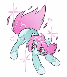 Size: 3575x4096 | Tagged: safe, artist:opalacorn, imported from derpibooru, oc, oc only, pony, unicorn, blaze (coat marking), coat markings, facial markings, female, flowing tail, heart, horn, mare, simple background, solo, sparkles, tail, white background