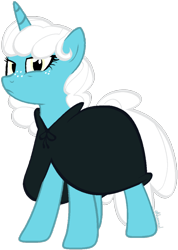 Size: 674x945 | Tagged: safe, artist:kharmacal, imported from derpibooru, oc, oc only, oc:blue bell, unicorn, base used, cloak, clothes, colored lineart, freckles, horn, looking at you, show accurate, simple background, solo, transparent background