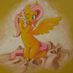 Size: 1745x1745 | Tagged: safe, artist:stratodraw, imported from derpibooru, fluttershy, pegasus, photo, traditional art