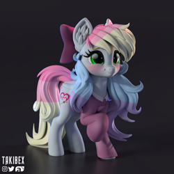 Size: 3000x3000 | Tagged: safe, artist:takibex, imported from derpibooru, oc, oc only, oc:blazey sketch, pegasus, 3d, 3d model, bow, clothes, hair bow, long mane, long tail, pegasus oc, simple background, solo, sweater, tail, wings