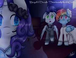 Size: 749x566 | Tagged: safe, artist:neydi-dash, imported from derpibooru, rainbow dash, rarity, soarin', pegasus, pony, unicorn, corpse bride, female, horn, male, mare, shipping, soarindash, stallion, straight