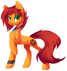 Size: 4184x4454 | Tagged: artist needed, safe, imported from derpibooru, oc, oc:ignis quark, collar, one leg raised, studded bracelet