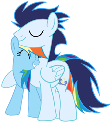 Size: 1280x1419 | Tagged: safe, artist:soarindasher10, imported from derpibooru, rainbow dash, soarin', pegasus, pony, eyes closed, female, hug, male, mare, shipping, simple background, smiling, soarindash, stallion, straight, transparent background