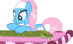 Size: 1074x647 | Tagged: artist needed, safe, edit, edited screencap, imported from derpibooru, screencap, lotus blossom, earth pony, pony, snake, blue eyes, cyan skin, female, massage, not a vector, pink mane, png, relaxed, simple background, transparent background