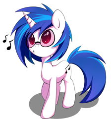 Size: 1132x1265 | Tagged: safe, artist:grumblepluck, imported from derpibooru, dj pon-3, vinyl scratch, pony, unicorn, female, horn, simple background, solo, vinyl's glasses, whistling, white background