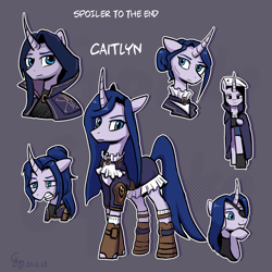 Size: 3069x3069 | Tagged: safe, artist:brella, imported from derpibooru, pony, unicorn, alternate hairstyle, arcane, caitlyn, horn, league of legends, multeity, ponified, solo