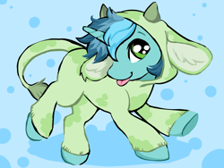 Size: 2400x1800 | Tagged: safe, artist:onc3l3rphobix, imported from derpibooru, oc, oc only, oc:minty breeze, pony, unicorn, clothes, costume, horn, kigurumi, male, onesie, simple background, solo, stallion