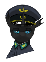 Size: 2700x3649 | Tagged: safe, imported from derpibooru, oc, oc:stephen sen, changeling, equestria at war mod, changeling oc, clothes, reference, simple background, uniform, white background