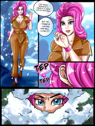 Size: 3000x4000 | Tagged: safe, artist:iloveladies2, artist:riiefu, imported from derpibooru, pinkie pie, fanfic:equestria girls n' goblins, bracelet, clothes, comic, jewelry, jumpsuit