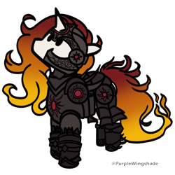 Size: 3000x3000 | Tagged: safe, artist:purple wingshade, imported from derpibooru, oc, oc only, oc:solar storm, pony, unicorn, armor, horn, mane of fire, solo