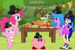 Size: 3000x2000 | Tagged: safe, artist:andoanimalia, artist:creedyboy124, artist:emeraldblast63, artist:trungtranhaitrung, artist:user15432, imported from derpibooru, izzy moonbow, pinkie pie, bird, earth pony, fairy, human, pony, turkey, unicorn, equestria girls, apple, care bears, carrot, cheer bear, crossover, cupcake, equestria girls style, equestria girls-ified, fairy wings, female, food, fruit, g4, g5, g5 to g4, generation leap, grapes, happy thanksgiving, happy thanksgiving 2024, happy thanksgiving day, happy thanksgiving day 2024, hat, holiday, horn, jam, kirby, kirby (series), musa, orange, pear, pilgrim, pilgrim hat, pumpkin pie, table, thanksgiving, thanksgiving 2024, thanksgiving dinner, thanksgiving food, tomato, united states, vegetables, wings, winx club