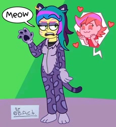 Size: 535x583 | Tagged: safe, artist:garybaldor, imported from derpibooru, human, equestria girls, cat ears, clothes, costume, ear piercing, earring, equestria girls-ified, eyeshadow, face paint, female, g5, g5 to equestria girls, g5 to g4, generation leap, humanized, jewelry, makeup, paw gloves, paw pads, paws, piercing, posey bloom, roleplaying, signature, windy