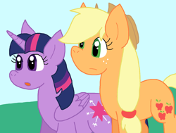 Size: 1086x822 | Tagged: safe, artist:cmara, imported from derpibooru, applejack, twilight sparkle, duo, duo female, female