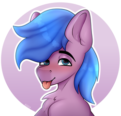 Size: 1987x1915 | Tagged: safe, artist:zarioly, imported from derpibooru, oc, oc:mach mocha, earth pony, pony, commission, commissioner:electricrodent, digital art, earth pony oc, male, solo, tongue out