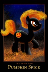 Size: 668x1000 | Tagged: safe, artist:lee moyer, imported from derpibooru, earth pony, god, grimdark in the description, halloween, holiday, jack-o-lantern, personification, pumpkin, pumpkin spice, stars