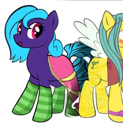 Size: 1024x1024 | Tagged: safe, editor:lyra heartstrings13, imported from derpibooru, conjoined, conjoined by tail, duo, duo female, female, mare