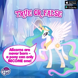 Size: 1080x1080 | Tagged: source needed, safe, imported from derpibooru, princess celestia, alicorn, pony, blatant lies, concave belly, female, gameloft, horn, long horn, mare, slender, spread wings, standing on two hooves, tall, thin, wings