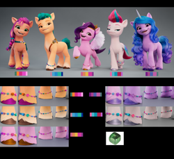 Size: 6051x5535 | Tagged: safe, imported from derpibooru, hitch trailblazer, izzy moonbow, pipp petals, sunny starscout, zipp storm, earth pony, pegasus, pony, unicorn, bracelet, concept art, female, g5, group, horn, jewelry, male, mane five, mare, my little pony: a new generation, official, quintet, red eyes, red-eyed pipp, stallion