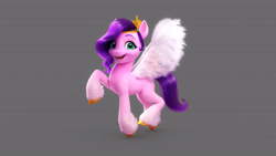 Size: 4000x2250 | Tagged: safe, imported from derpibooru, pipp petals, pegasus, pony, concept art, diadem, female, g5, jewelry, mare, my little pony: a new generation, official, open mouth, open smile, regalia, smiling, solo, spread wings, unshorn fetlocks, wings