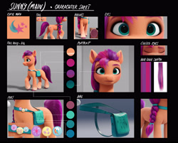 Size: 5048x4053 | Tagged: safe, imported from derpibooru, sunny starscout, earth pony, pony, concept art, female, g5, mare, my little pony: a new generation, official, reference sheet, solo