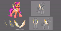 Size: 6000x3089 | Tagged: safe, imported from derpibooru, sunny starscout, earth pony, pony, concept art, fake wings, female, g5, mare, my little pony: a new generation, official, solo