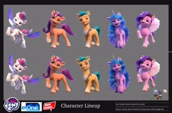 Size: 3298x2182 | Tagged: safe, imported from derpibooru, hitch trailblazer, izzy moonbow, pipp petals, sunny starscout, zipp storm, earth pony, pegasus, pony, unicorn, concept art, female, g5, horn, male, mane five, mare, my little pony: a new generation, my little pony: make your mark, official, royal sisters (g5), siblings, sisters, stallion