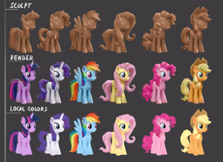 Size: 4847x3533 | Tagged: safe, imported from derpibooru, applejack, fluttershy, pinkie pie, rainbow dash, rarity, twilight sparkle, alicorn, earth pony, pegasus, pony, unicorn, applejack's hat, blushing, concept art, cowboy hat, female, figurine, folded wings, freckles, g5, group, hat, horn, mane six, mare, my little pony: a new generation, official, sextet, spread wings, twilight sparkle (alicorn), wings