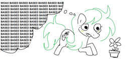 Size: 1181x552 | Tagged: safe, artist:tjpones, imported from derpibooru, wallflower blush, earth pony, pony, equestria girls ponified, female, flower, mare, ponified, potted plant, simple background, solo, thought bubble, white background