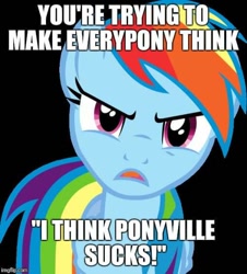 Size: 500x554 | Tagged: safe, imported from derpibooru, rainbow dash, pegasus, caption, fred jones, image macro, my little pony, scooby-doo, scooby-doo!, text