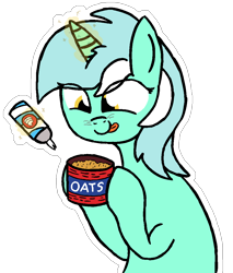 Size: 910x1070 | Tagged: safe, artist:cocacola1012, imported from derpibooru, lyra heartstrings, pony, unicorn, food, horn, oats, whipped cream