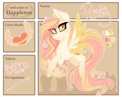 Size: 1500x1193 | Tagged: safe, artist:pixxpal, imported from derpibooru, oc, oc only, oc:purity, pegasus, pony, angel, bedroom eyes, blushing, cute, dappleton, female, looking at you, mare, reference sheet, simple background, solo, weapons-grade cute