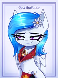 Size: 2229x3000 | Tagged: safe, artist:opal_radiance, imported from derpibooru, oc, pegasus, pony, flower, flower in hair, solar empire, solo