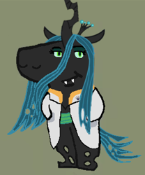Size: 530x638 | Tagged: safe, imported from derpibooru, queen chrysalis, anthro, changeling, changeling queen, female, looking at you, meme, ponified meme, smiling, smirk, solo