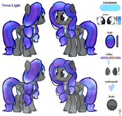 Size: 1177x1122 | Tagged: safe, artist:dorry, imported from derpibooru, oc, oc only, oc:neon light, crystal pony, pegasus, pony, collar, crystal, crystal pony oc, cyrillic, duo, duo male and female, female, female oc, folded wings, male, male oc, mare, mare oc, one eye covered, pegasus oc, reference sheet, rule 63, self paradox, self ponidox, signature, simple background, smiling, stallion, stallion oc, story included, white background, wings